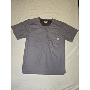 Carhartt Bi-Swing Top Mens Classic Fit Ripstop Chest Pocket V Neck Small Gray